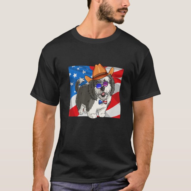 Camiseta Sheepadoodle Patriotic Merica 4th Of July American (Frente)