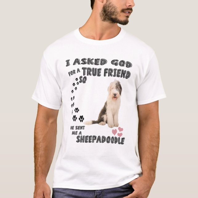 Camiseta Sheepadoodle Quote Mom Sheepdogpoo Dad, Cute Sheep (Frente)