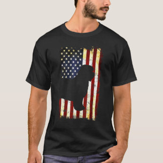 Camiseta Sheepdog Inglês Silhouette American Flag 4th