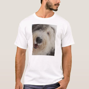Camiseta Sheepdog inglês velho - t-shirt da cara da neve