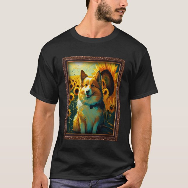 Camiseta Sheepdog Islandês Paisageando Flor de Girassol Mãe (Frente)