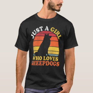 Camiseta Sheepdog Vintage Apenas Uma Rapariga Que Ama Cacho