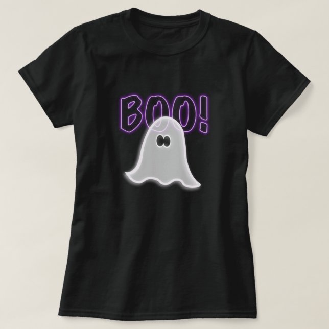 Camiseta Sheer Semi-Transparente Purple Boo Ghost (Frente do Design)