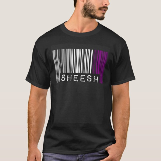 Camiseta Sheesh Barcode Sinalizador de Orgulho Asexual Slan (Frente)