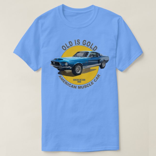 Camiseta Shelby 500 American Muscle 60s 70s Antigo é Dourad (Frente do Design)
