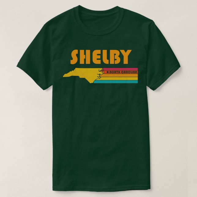 Camiseta Shelby North olina Vintage - Souvenir Enfrangido (Frente do Design)