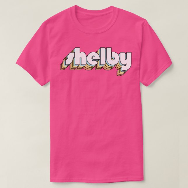 Camiseta Shelby Retro Rainbow Tipografia Estilo Desvanecido (Frente do Design)