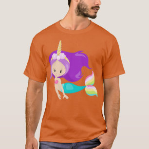 Camiseta Shell de Cabelo Púrpura de Sereia Cuta Unicorna