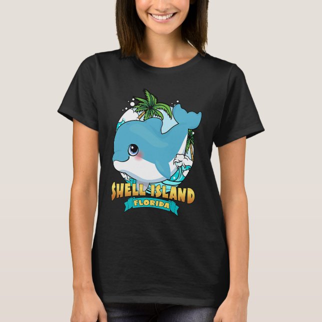 Camiseta SHELL ISLAND FLORIDA Cute Baby Dolphin Beach Souve (Frente)