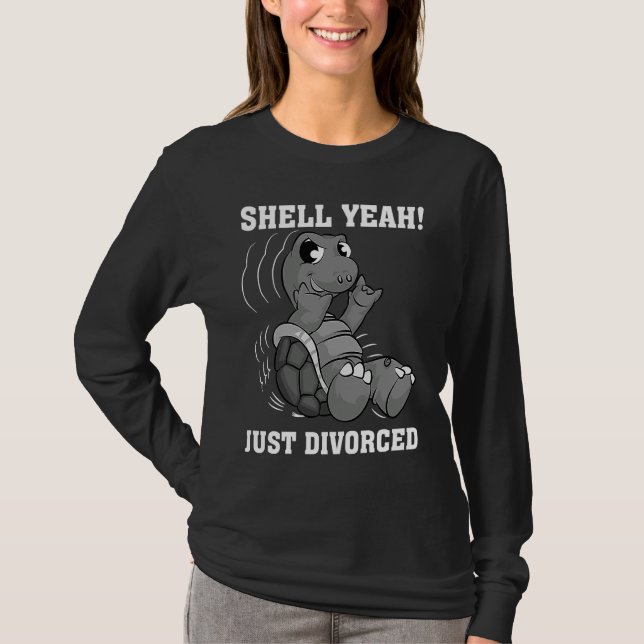 Camiseta Shell Sim Acabou de Divorciar Meme de Separação Le (Frente)