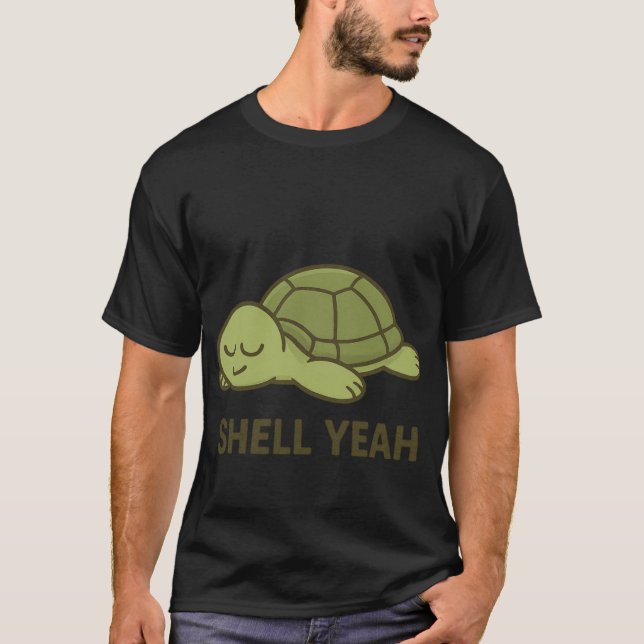 Camiseta Shell Yeah Funny Lazyurtle  retro (Frente)