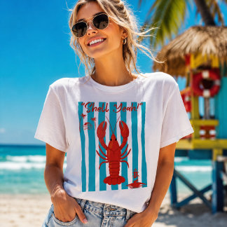 Camiseta "Shell Yeah" Funny Red Lobster Beach Stripes T-Shi