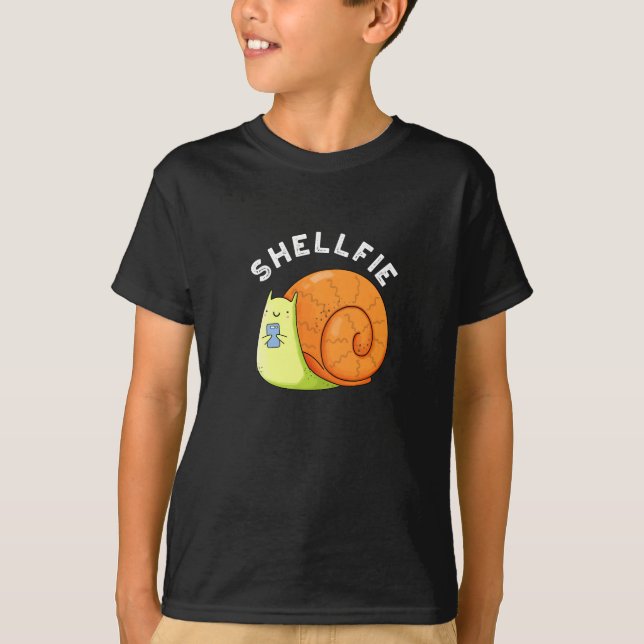 Camiseta Shellfie Funny Snail Selfie Pun Dark BG (Frente)