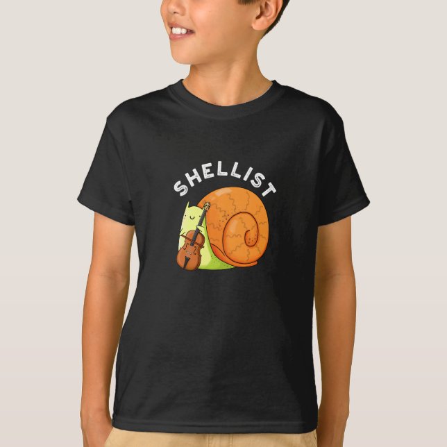 Camiseta Shellist Funny Snail Cello Pun Dark BG (Frente)