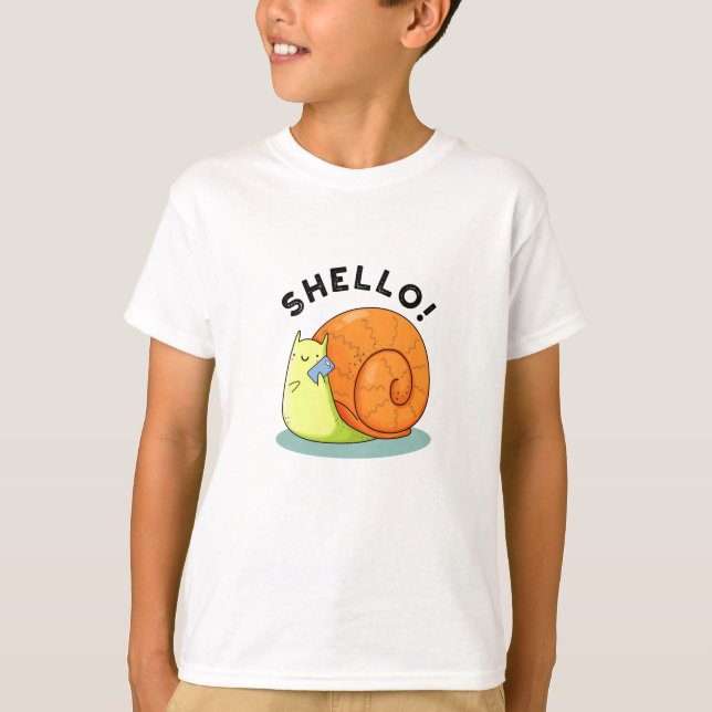 Camiseta Shello Funny Snail Celular Pun (Frente)