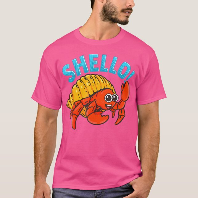 Camiseta Shello Shellfish Pun Funny Hermit Crab Sea Shell F (Frente)