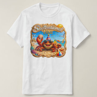 Camiseta Shellsational Vibes – Joyful Crab Beach Art