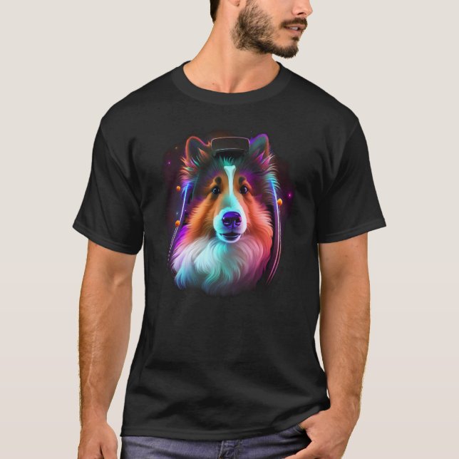 Camiseta Sheltie Astronaut Dog Outer Space Shetland Sheepdo (Frente)