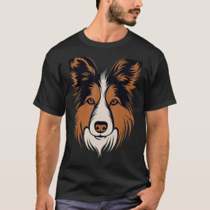 Camiseta Sheltie Cute Shetland Sheepdog Puppy Dog Face Blac