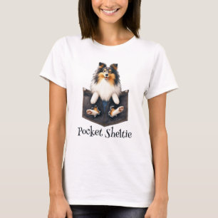 Camiseta Sheltie Dog Em Um Bolso
