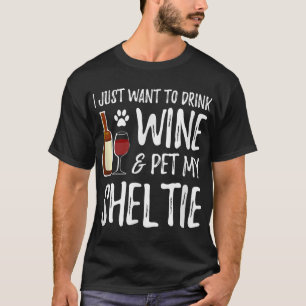 Camiseta Sheltie Dog Lover Wine Engraçado Cachorro Mamãe Di