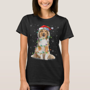 Camiseta Sheltie Dog Lover Xmas Papais noeis de iluminação