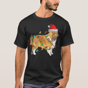Camiseta Sheltie Dog Ugly Christmas Sweater Xmas Tree Light