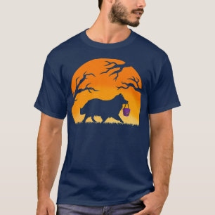 Camiseta Sheltie Halloween Trick Ou Treine Shetland Sheepdo