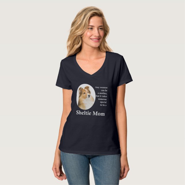 Camiseta Sheltie Mãe T-Shirt (Frente Completa)