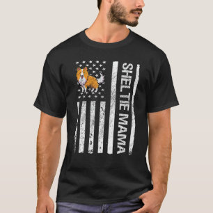 Camiseta Sheltie Mama USA Flag Funny Shetland Sheepdog Owne
