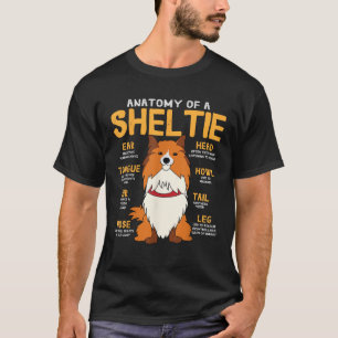 Camiseta Sheltie Shetland Sheepdog Anatomia Engraçado Cacho