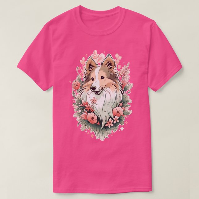 Camiseta Sheltie Shetland Sheepdog Pastel (Frente do Design)