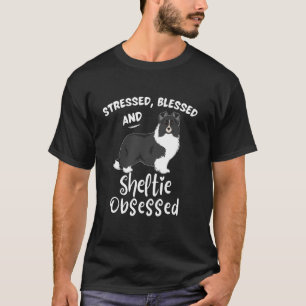 Camiseta Shelties, Bi Black Sheltie, Sheltie Obsessiva Shel