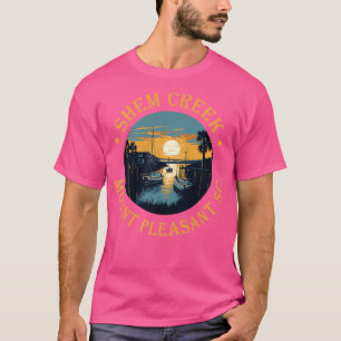 Camiseta Shem Creek Sunset Mount Pleasant SC Versão Dourada