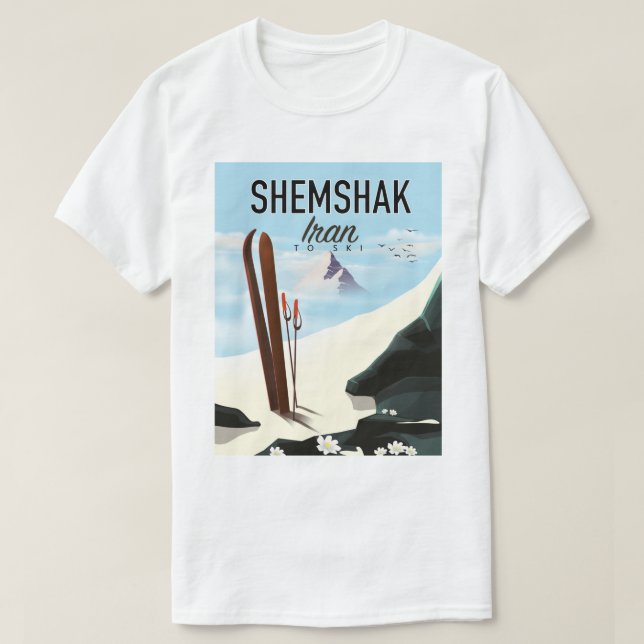 Camiseta Shemshak Iran Ski poster. (Frente do Design)
