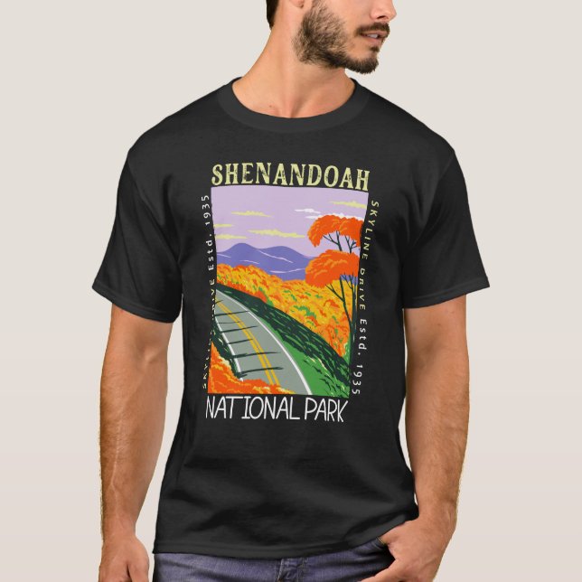 Camiseta Shenandoah National Park Skyline Drive, em desgost (Frente)