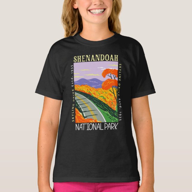 Camiseta Shenandoah National Park Skyline Drive, em desgost (Frente)