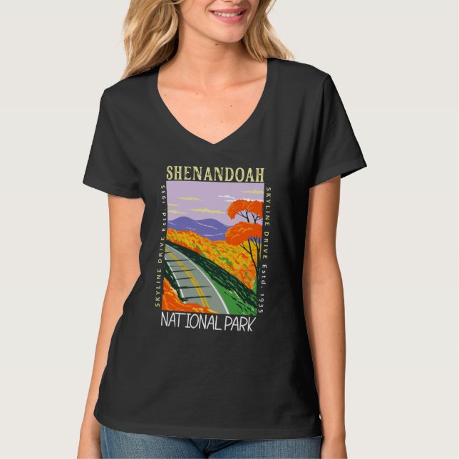 Camiseta Shenandoah National Park Skyline Drive, em desgost (Frente)
