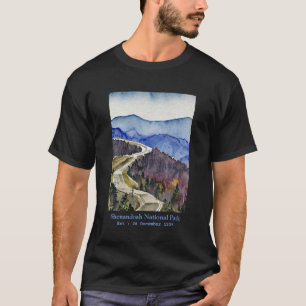 Camiseta Shenandoah National Park skyline orienta a cor da