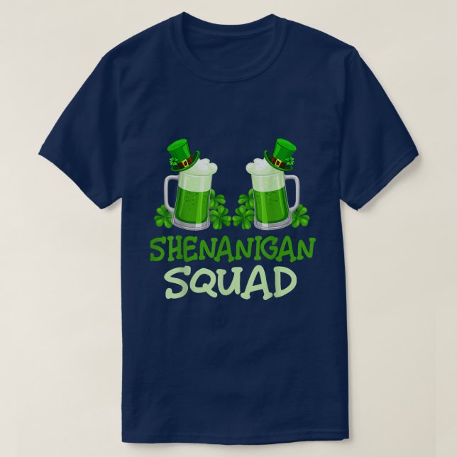 Camiseta Shenanigan Squad Beer Leprechaun Hat Shamrock  (Frente do Design)