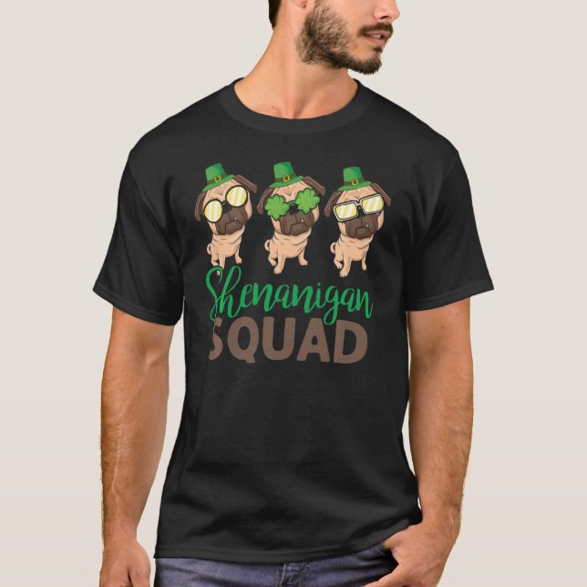Camiseta Shenanigan Squad Pug Leprechaun Hat Funny Rua Patr (Frente)
