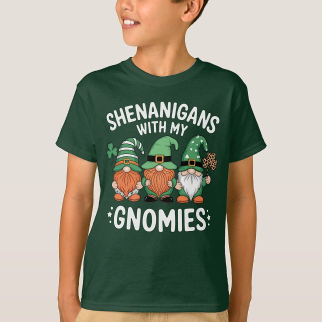 Camiseta Shenanigans Com O Meu Dia de São Patrício De Gnomo (Frente)