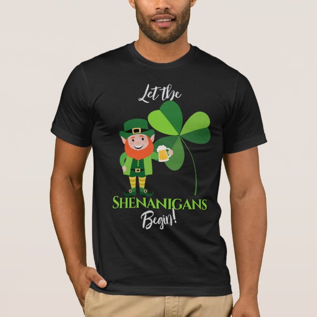 Camiseta Shenanigans Leprechaun Shamrock Rua dia de Patrick (Frente)