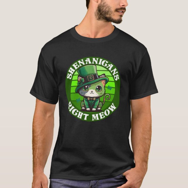 Camiseta Shenanigans Right Meow Cat  St Patrick s Day Party (Frente)