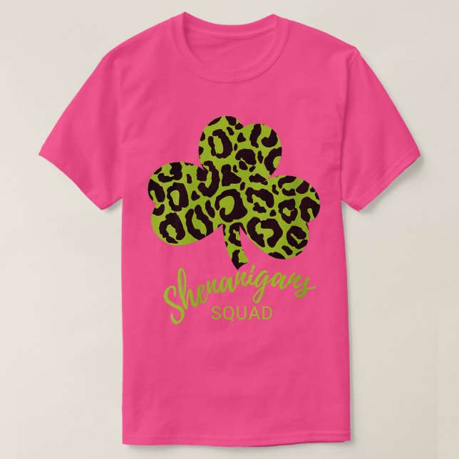 Camiseta Shenanigans Squad St Patrick's Day Leopard Print S (Frente do Design)