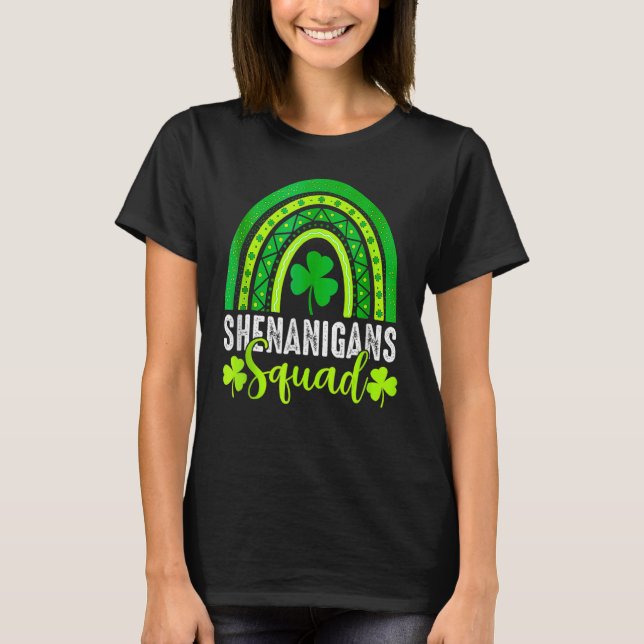 Camiseta Shenanigans Squad St Patrick's Day Rainbow Shamroc (Frente)