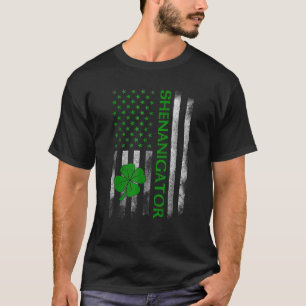 Camiseta Shenanigator Rua Patrick Day Irish American Flag