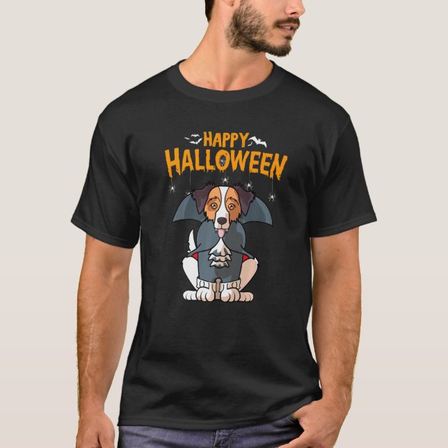 Camiseta Shepherd Aussie Dog Halloween (Frente)