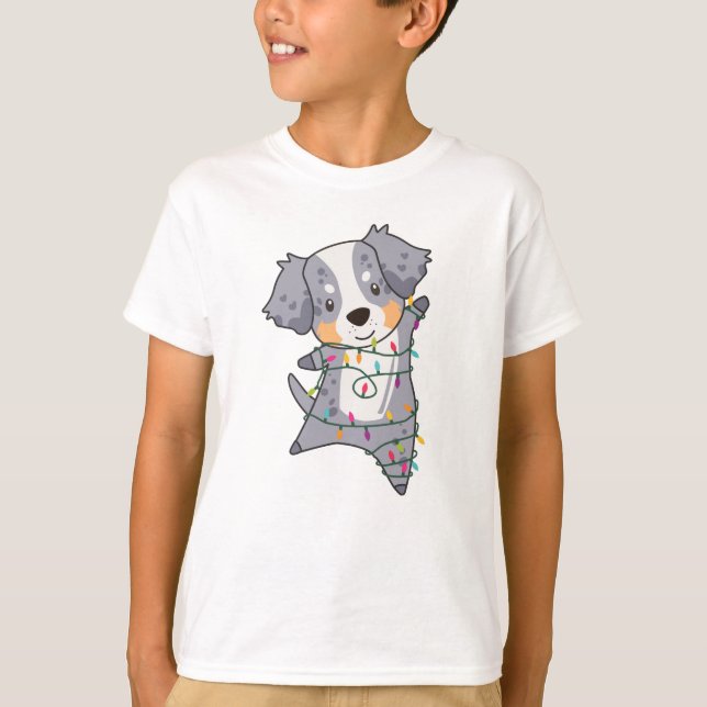 Camiseta Shepherd australiano Feliz Natal Inverno (Frente)