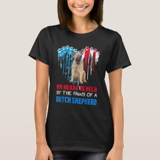 Camiseta Shepherd Dog Heart em 4 de julho Cachorro USA Flag
